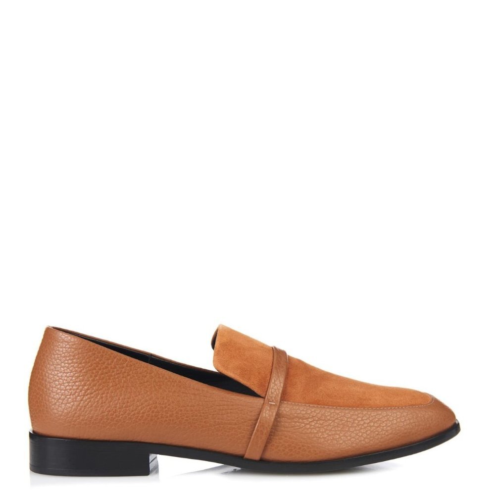 5/$100 SALE -  Newbark Brown Melanie Leather And Suede Loafers